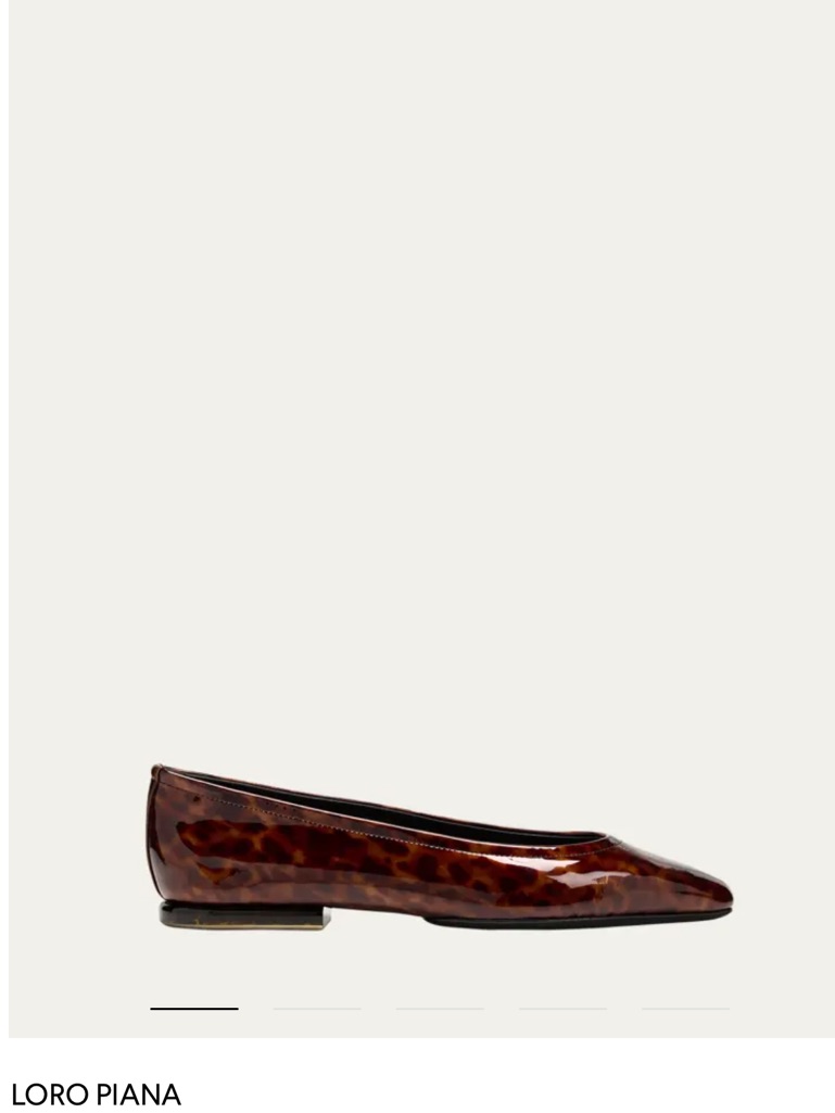 Loro Piana Primula Patent Ballerina Flats In Brown Tortoiseshell